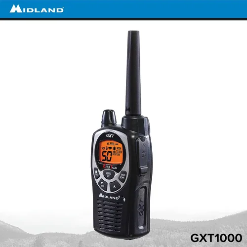 Vista 9 de Midland GXT1000VP4 Radio bidireccional GMRS de 50 canales – Walkie Talkie de hasta 36 millas – Negro/Plata (paquete de 4)