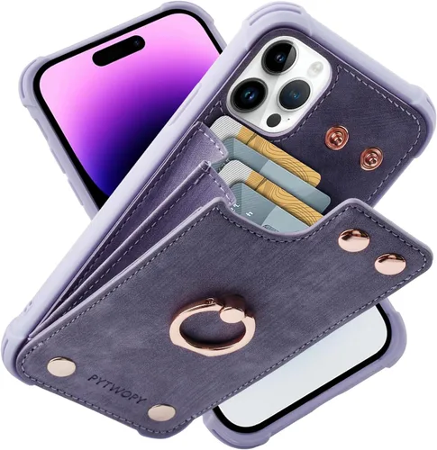 Vista 19 de Funda tipo cartera compatible con iPhone XR/10R con tarjetero de crédito, funda protectora de cuero a prueba de golpes compatible con anillo