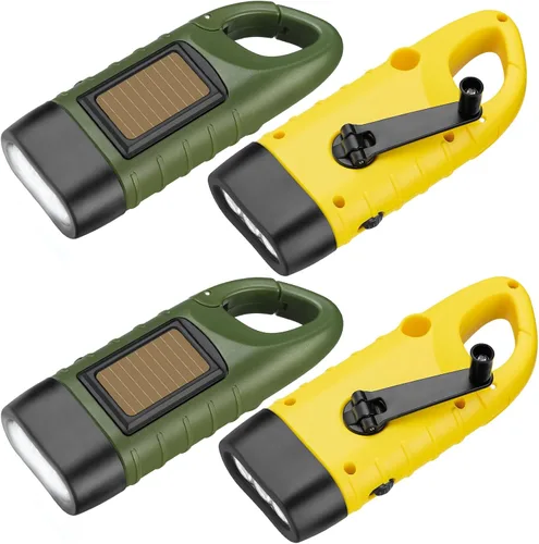 Vista 7 de SEANCHEER Linternas solares de manivela, linterna LED compacta recargable de emergencia, linterna de supervivencia de mano, linterna de dinamo