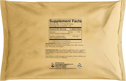Vista 2 de Pure Original Ingredients, Polvo de ácido hialurónico, 1 oz Para rutinas de cuidado de la piel, preparación cosmética y rutinas de cuidado personal