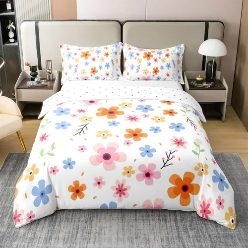 Vista 12 de jejeloiu Cute Mushroom Decor Duvet Cover 100% Cotton for Kids Boys Girls Twin Size Botanical Plants Bedding Set Cartoon Mushrooms Comforter Cover