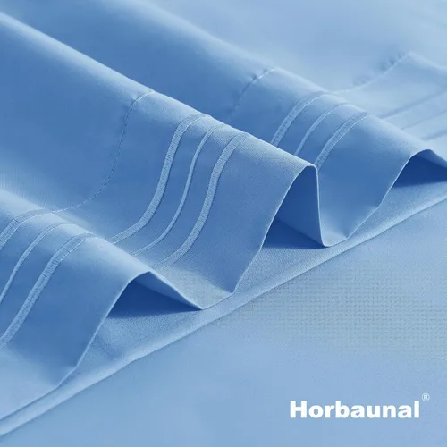 Vista 7 de Horbaunal Paquete de 2 fundas de almohada de microfibra de tamaño estándar, color azul, con cierre de sobre, 1800 hilos, suaves y resistentes al