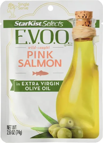 Vista 6 de StarKist AmazonFresh E.V.O.O. Salmón rosa capturado en la naturaleza, bolsa de 2.6 onzas, 2.6 onzas 14g of Protein Per Serving, Features Extra