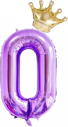 Vista 3 de Globos morados del número 60 de 40 pulgadas con corona, globo de cumpleaños 60 para hombres y mujeres, decoraciones de cumpleaños de 60 pulgadas