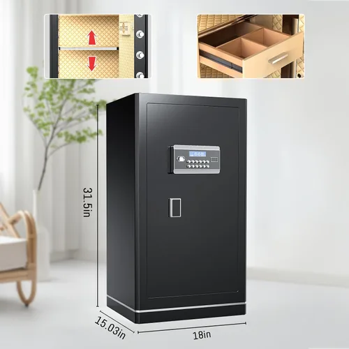 Vista 7 de Caja de seguridad FABAO de 6.5 pies cúbicos, caja de seguridad para el hogar con bolsa impermeable e ignífuga, caja de seguridad digital antirrobo