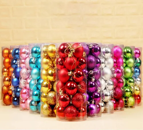 Vista 4 de QueenBox® 24 bolas de Navidad de plástico de 1.18 pulgadas para decoración de árbol de Navidad, vacaciones y fiestas
