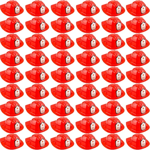 Vista 9 de 48/54/ 90 Pcs Pack Firefighter Hats Bulk Red Fire Chief Helmets Plastic Fireman Hat for Halloween Firefighter Party