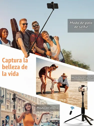 Vista 7 de Trípode de 61 pulgadas de alto para iPhone, trípode para selfie stick todo en uno con control remoto inalámbrico, soporte ligero para grabación