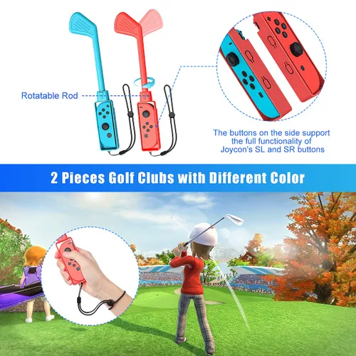 Vista 3 de Switch Sports Accessories Bundle for Nintendo Allnice 12 in 1 Nintendo Switch Sports OLED Switch Accessories with Tennis Rackets Golf Culbs JoyPad