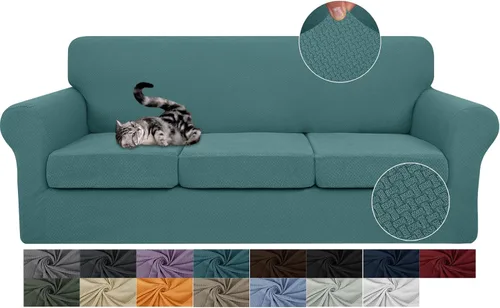 Vista 8 de JIVINER Fundas de sofá de 3 piezas para sofá de 2 cojines, funda elástica para sofá con 2 fundas de cojín de asiento extra grandes, fundas de sofá