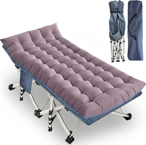 Vista 10 de Cuna de Camping con Colchón Cómodo Camas para Dormir Fácil de Montar Cama de Camping Resistente Cama Plegable Cama de Huésped con Bolsa de Transporte