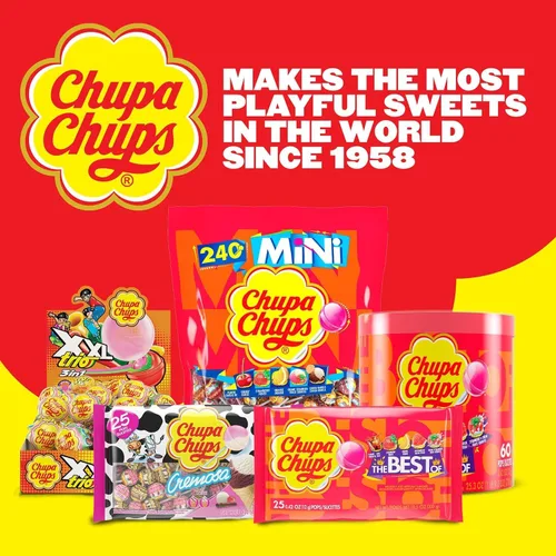 Vista 8 de Chupa Chups Paletas Candy, 40 ventosas de caramelo para niños, helado de cremosa, 2 sabores cremosos surtidos, para regalos, fiestas, oficina, 40