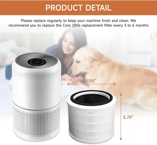 Vista 4 de Paquete de 2 filtros de repuesto Core 200S compatibles con LEVOIT Core 200S Smart WiFi purificador de aire