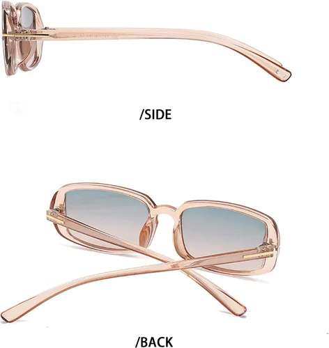 Vista 3 de Heptagtam - Gafas de sol rectangulares de moda para mujeres y hombres, gafas de conducción retro de los años 90, anteojos cuadrados estrechos