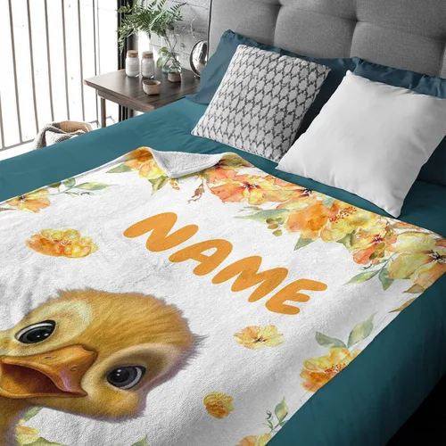 Vista 3 de Manta de pato bonita y personalizada, mantas suaves de franela acogedora y ligera, regalo perfecto para cama, sofá, sofá, 50 x 40 pulgadas, pequeña