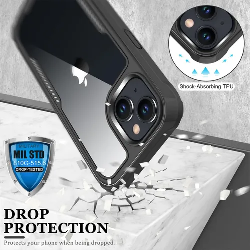 Vista 4 de FUNMIKO Funda transparente para iPhone 14 con protector de pantalla integrado sensible al tacto, protección resistente de grado milimétrico, pasa 21