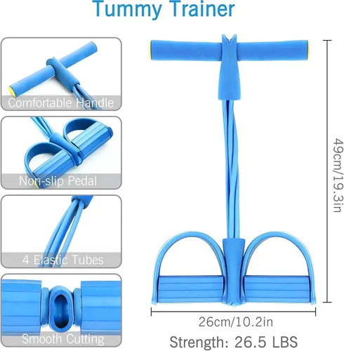 Vista 6 de 21 Bandas de Resistencia para Fitness - 4 Tubo Pedal Tirador de Tobillo - 2023 Nuevo Juego de Bandas Elásticas para Sentadillas y Estiramiento