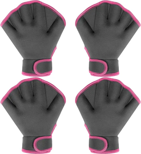 Vista 8 de 2 pares de guantes acuáticos de natación, guantes de entrenamiento de natación de mano, guantes de natación para hombres y mujeres, guantes de malla