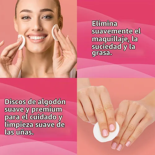 Vista 9 de Simply Soft - Redondas de algodón de alta calidad, 100% algodón puro, almohadillas de algodón absorbente, 100 unidades (paquete de 6)