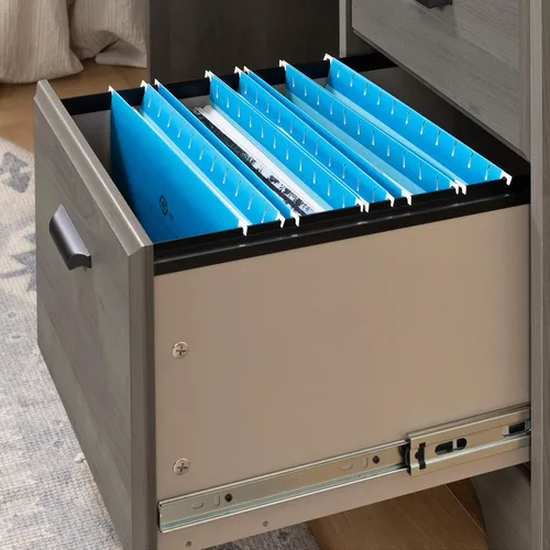 Vista 5 de South Shore Versa - Escritorio para computadora con gabinete, arce gris