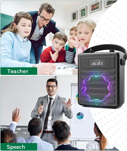 Vista 6 de SHIDU Amplificador de voz de 40 W con micrófono inalámbrico, sistema PA portátil con micrófono y altavoz inalámbricos, micrófono portátil Bluetooth