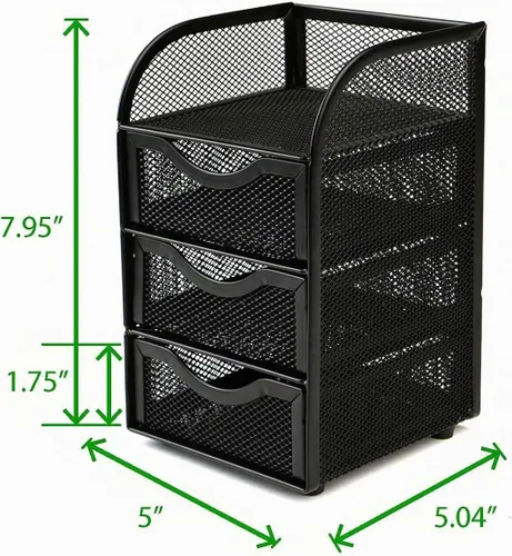 Vista 9 de Mind Reader Almacenamiento de accesorios de escritorio, cesta de clip para carpeta de papel, espacio de trabajo, oficina, malla metálica, 4.75 Negro