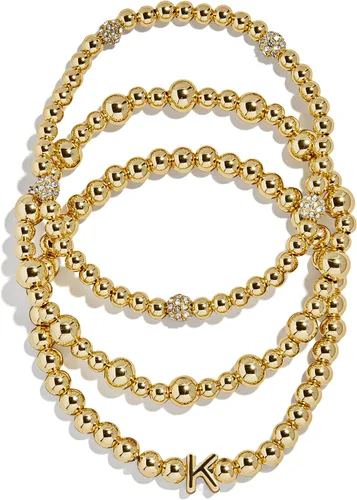 Vista 21 de BaubleBar Juego de pulsera Pisa para mujer, tres pulseras de cuentas chapadas en oro, joyería de moda, regalo de moda