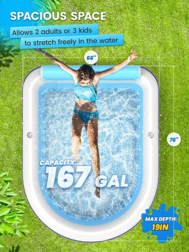 Vista 2 de VISTOP Piscina inflable para adultos o niños con asientos/portavasos, grandes y gruesos, piscina fresca para la familia, piscina de agua inflable