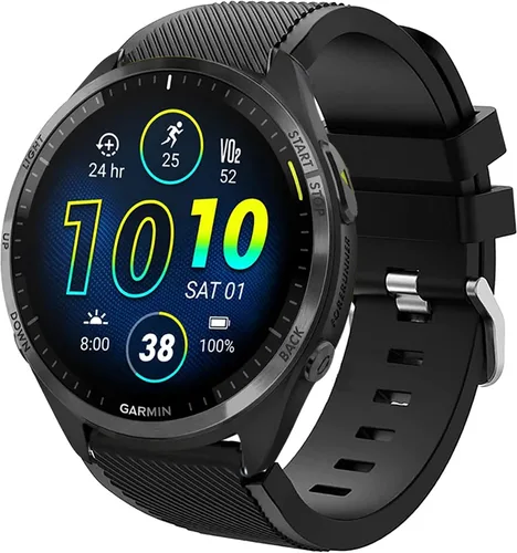 Vista 6 de Lamshaw Correas compatibles con Garmin Forerunner 965, correas de repuesto clásicas de silicona compatibles con reloj inteligente Garmin Forerunner