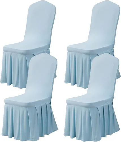 Vista 42 de Dimatic Juego de 2 fundas elásticas para sillas de comedor, fundas Parsons con falda, de elastano súper ajuste, funda protectora de asiento para Azul