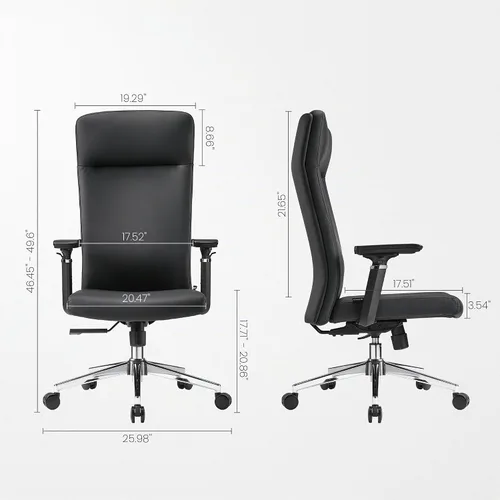 Vista 2 de EUREKA ERGONOMIC Eris - Silla de escritorio de cuero con respaldo alto, silla ejecutiva para computadora con reposabrazos ajustables 4D