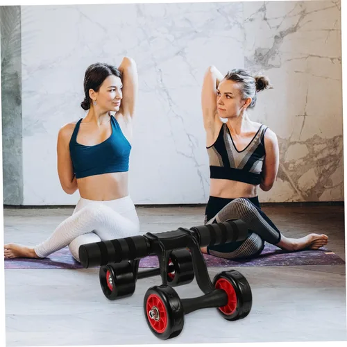 Vista 6 de Rueda de rodillo abdominal para entrenamiento de núcleo con asas antideslizantes de ranura, práctica máquina de fitness para hombres y mujeres