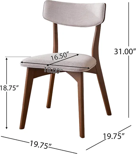 Vista 3 de Christopher Knight Home Abrielle Mid-Century - Sillas de comedor modernas con marco de madera de caucho, juego de 2 piezas, color beige claro