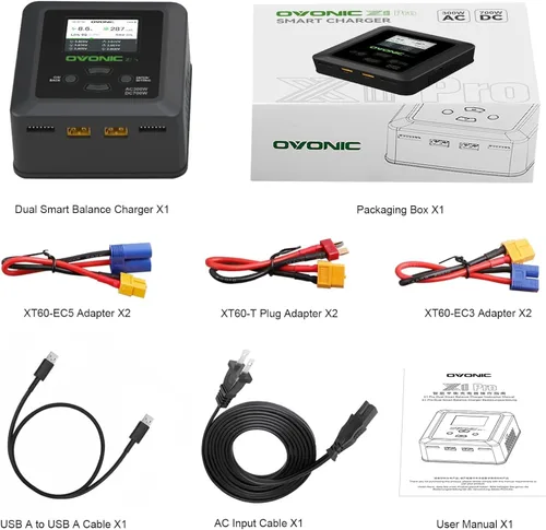 Vista 6 de OVONIC X1 Pro Dual RC LiPo - Cargador de batería para baterías LiPo/LiHV/Life/NiMH/NiCd, AC 300W / DC 700W 16A cargador rápido inteligente con modo