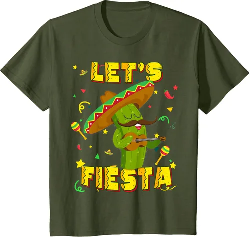 Vista 12 de Cinco De Mayo - Camiseta de regalo con sombrero de cactus Let's Fiesta, Negro, S