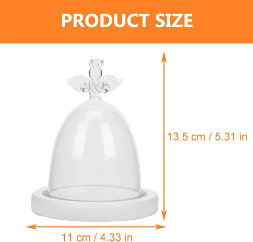 Vista 3 de Cabilock Cúpula de cristal de ángel con mango para San Valentín Figura de flores decorativa, cúpula para decoración del hogar, 5.3 x 4.3 x 4.3