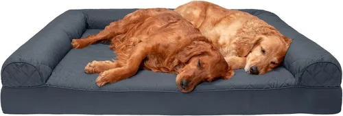 Vista 24 de Furhaven - Cama ortopédica para perros, estilo sofá, acolchada, con funda extraíble y lavable, marrón tostado, tamaño jumbo (XL)