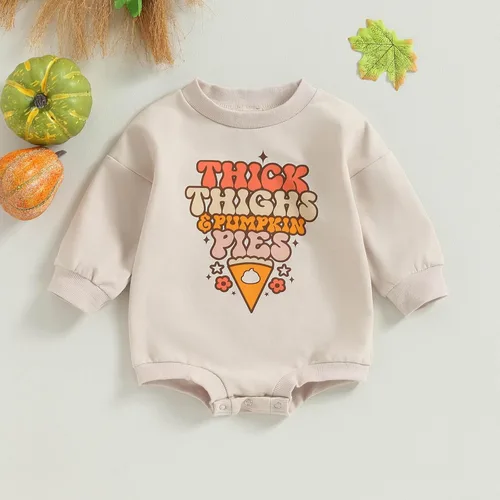 Vista 66 de FOCUSNORM Disfraz de Halloween para bebé recién nacida, sudadera de calabaza, mameluco de manga larga para otoño e invierno