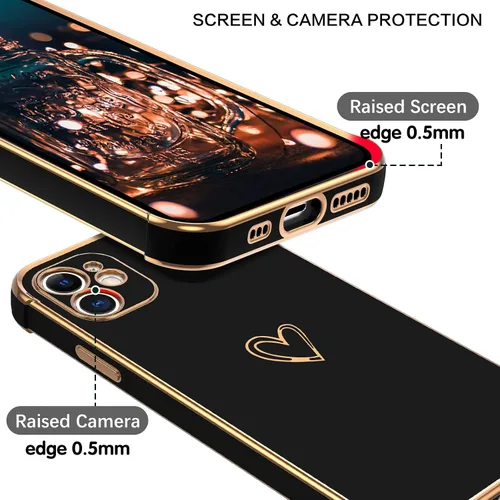 Vista 4 de BENTOBEN Funda para iPhone 12, iPhone 12, lindo patrón de corazón, ajuste delgado, suave, flexible, a prueba de golpes, TPU para mujeres, niñas