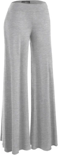 Vista 71 de Made By Johnny Pantalones palazzo elásticos de pierna ancha para mujer, lisos, casuales, cómodos