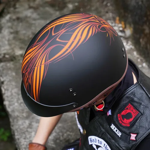 Vista 7 de VCOROS - Medio casco para motocicleta F07 de cara abierta, aprobado por DOT VCOROS Medio casco de motocicleta F07 de cara abierta aprobado por DOT