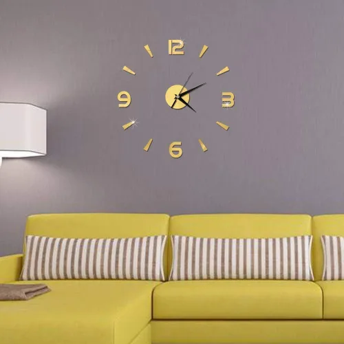 Vista 13 de HERCHR Reloj 3D, reloj de pared de bricolaje, reloj de pared grande y moderno, sin marco, calcomanías de pared, decoración de reloj, kit de reloj