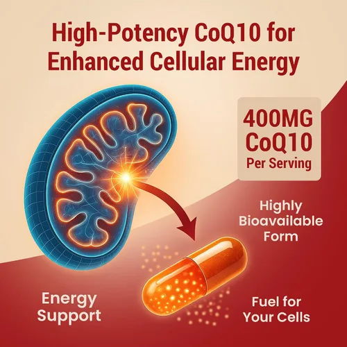 Vista 4 de CoQ10 400mg Vegano, Ultra CoQ10 - Suplementos de coenzima Q10 de ultra alta absorción - Suplemento antioxidante para la salud vascular y cardíaca