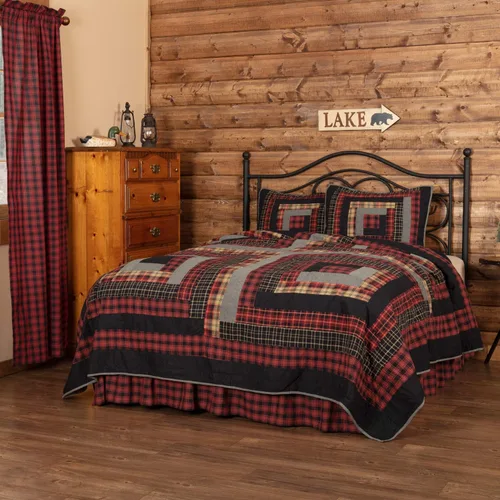Vista 9 de VHC Brands Cumberland - Juego de accesorios de ropa de cama de algodón cambray, estilo rústico, prelavado, tamaño individual, color rojo chile