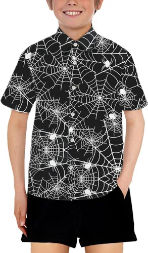 Vista 3 de Remimi Camisa hawaiana unisex de manga corta con botones para el 4 de julio de 5 a 14 años