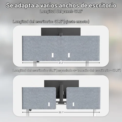 Vista 5 de Panel de privacidad para escritorio, 2 divisores de escritorio de oficina Gris
