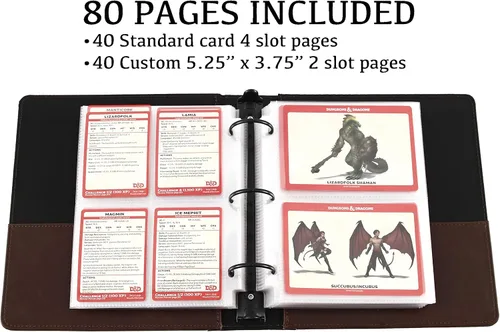 Vista 8 de Forged Dice Co. Curiosities Cache - Carpeta organizadora de tarjetas y tarjetas hechizas con páginas, color marrón oscuro, 9.5 x 8 x 2 pulgadas
