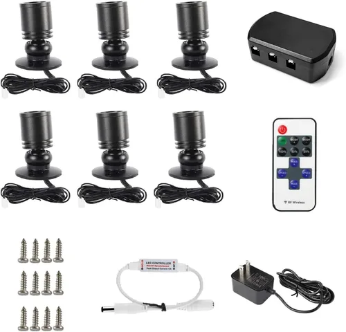 Vista 13 de DEDC 6 piezas de luz de punto LED mini, luces de imagen para interiores, luz de arte de 1.5W 12V 6000K, luces de acento con atenuador RF