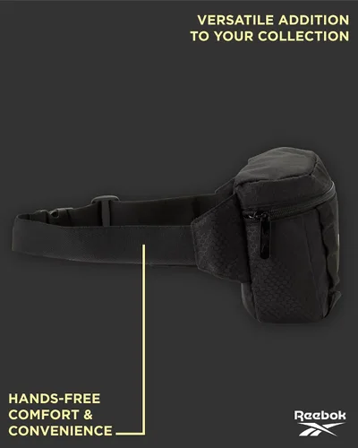 Vista 4 de Reebok Riñonera ligera del Senate - Bolso cruzado para gimnasio, correr, senderismo, festivales, deportes, Negro