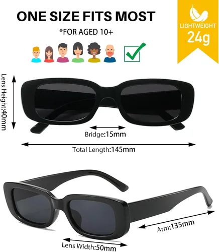 Vista 7 de Gafas de sol para fiesta, a granel, retro, pequeñas, rectangulares, para mujer, vintage, cuadradas, paquete de 12